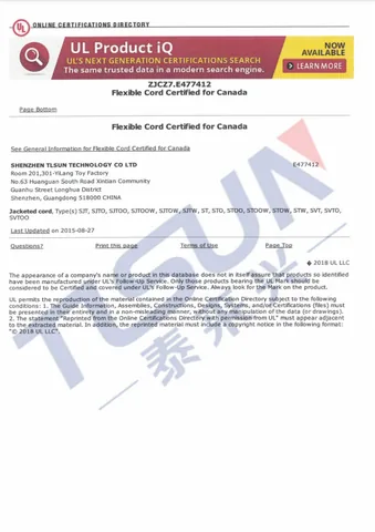 UL62 Series Certificates